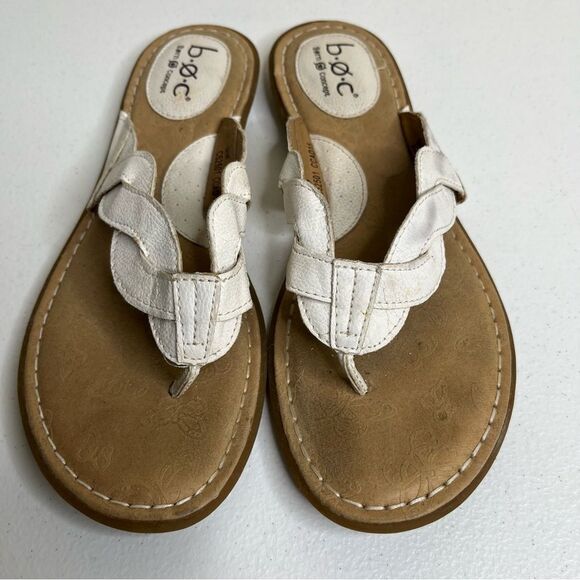 BOC Born Concepts White Faux Leather Thong Sandals Flip Flops Slides Women 9 - Picture 3 of 13
